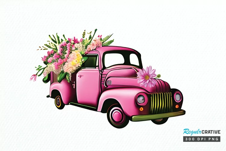 Watercolor Vintage Truck PNG Clipart