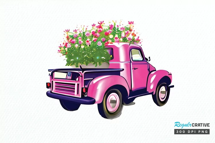 Watercolor Vintage Truck PNG Clipart