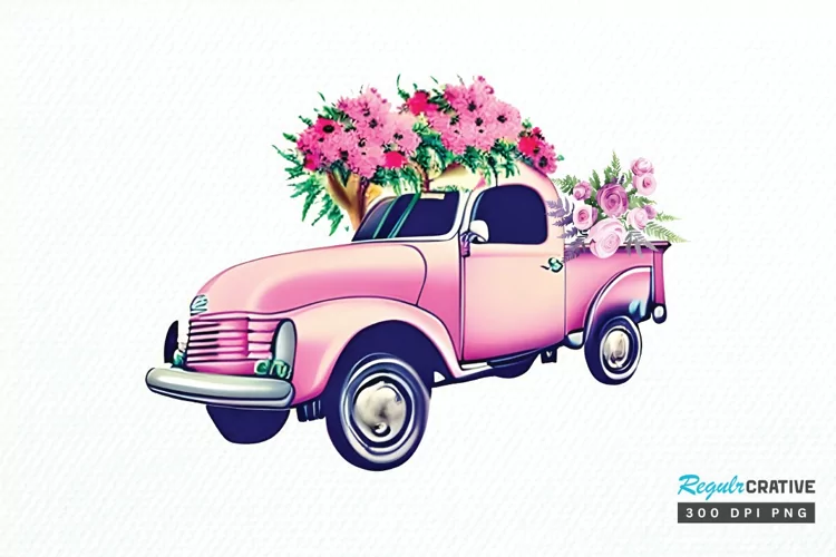 Watercolor Vintage Truck PNG Clipart