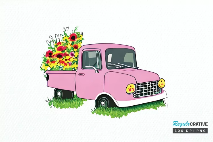 Watercolor Vintage Truck PNG Clipart