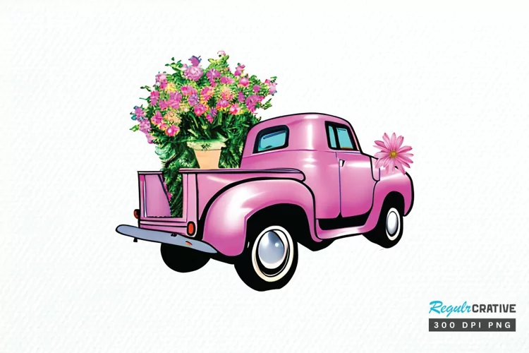 Watercolor Vintage Truck PNG Clipart