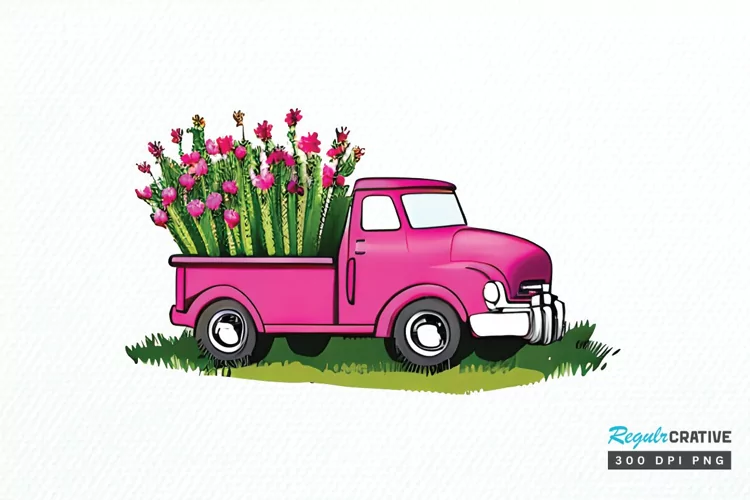 Watercolor Vintage Truck PNG Clipart