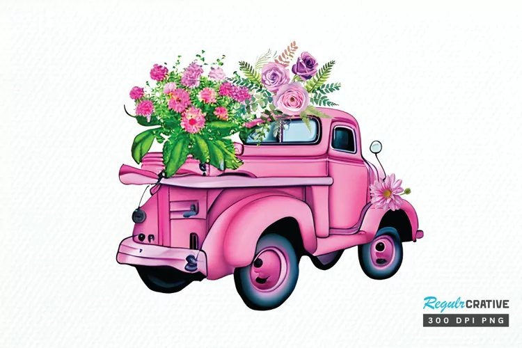 Watercolor Vintage Truck PNG Clipart