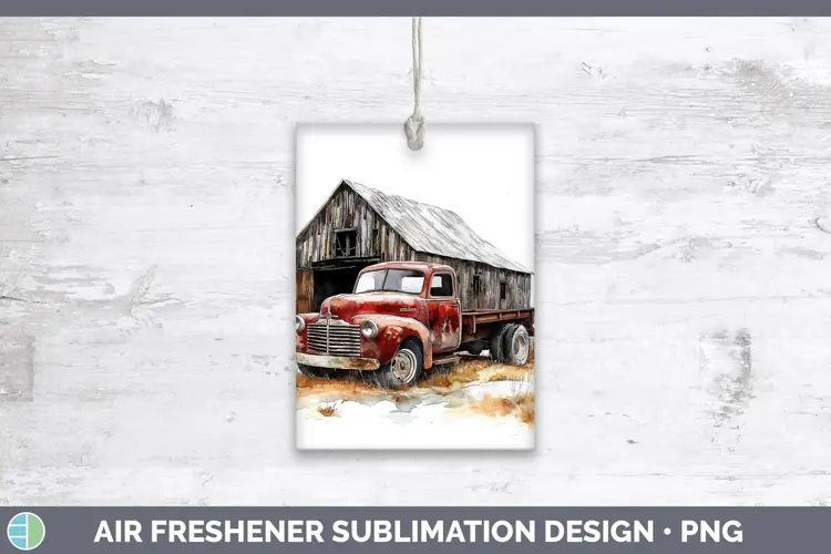 Watercolor Vintage Truck Air Freshener Sublimation Car Fresh
