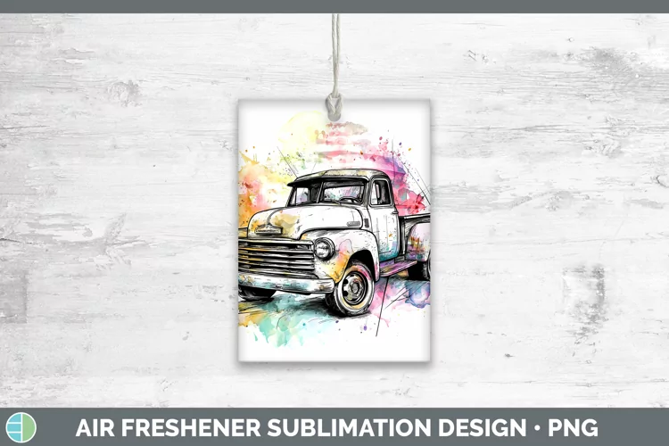 Watercolor Vintage Truck Air Freshener Sublimation Car Fresh