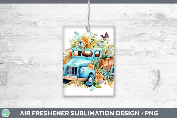 Watercolor Vintage Truck Air Freshener | Sublimation Car Fre