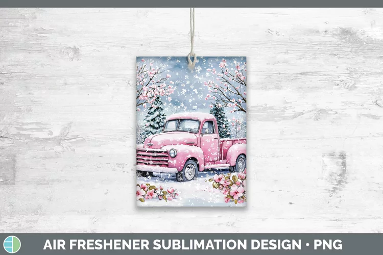 Watercolor Vintage Truck Air Freshener Sublimation Car Fresh