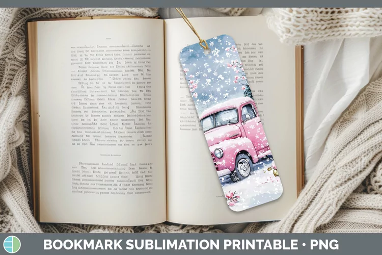 Watercolor Vintage Truck Bookmark Sublimation Printable Desi