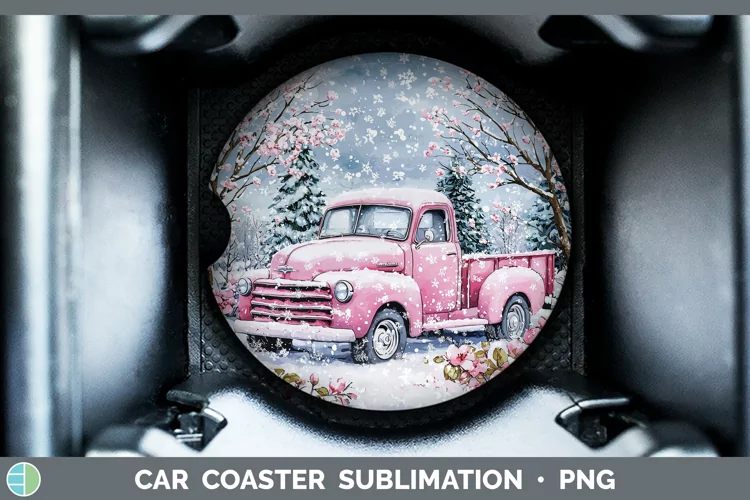 Watercolor Vintage Truck Car Coaster Sublimation Designs