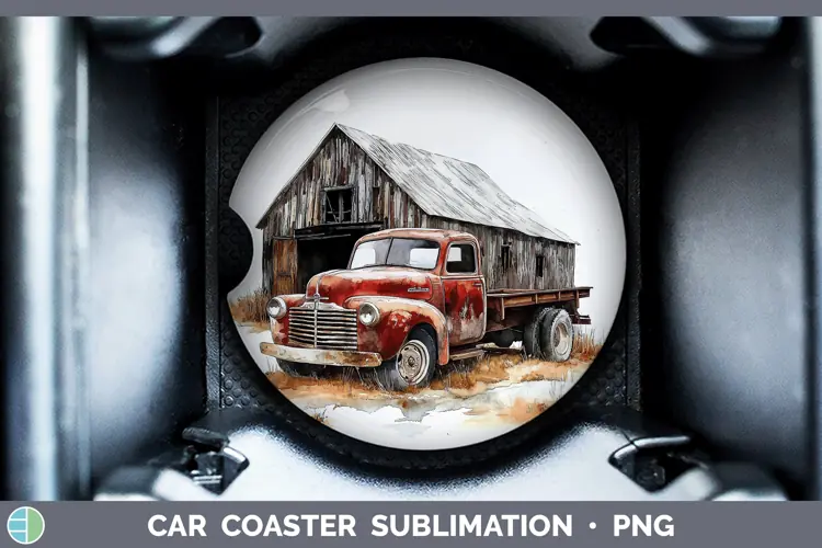 Watercolor Vintage Truck Car Coaster Sublimation Designs