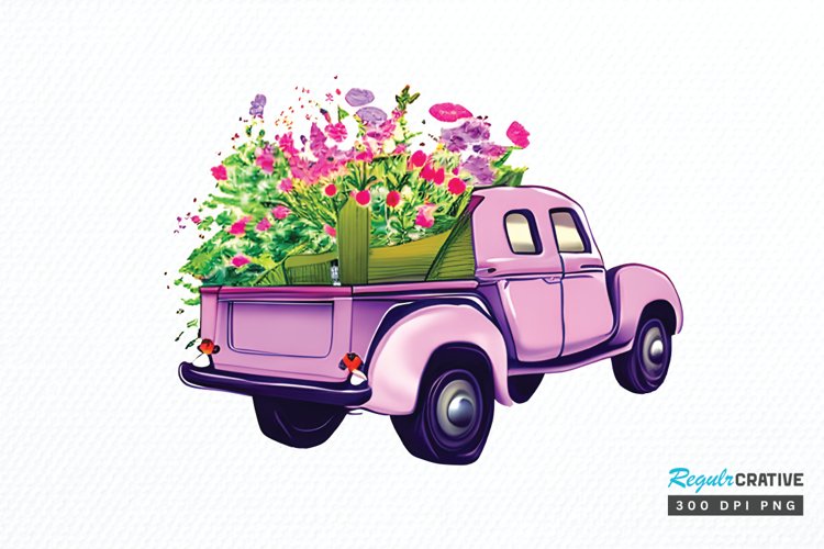 Watercolor Vintage Truck PNG Clipart