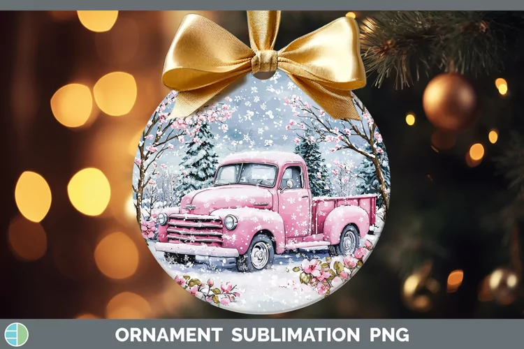 Watercolor Vintage Truck Ornament Sublimation Bauble Designs