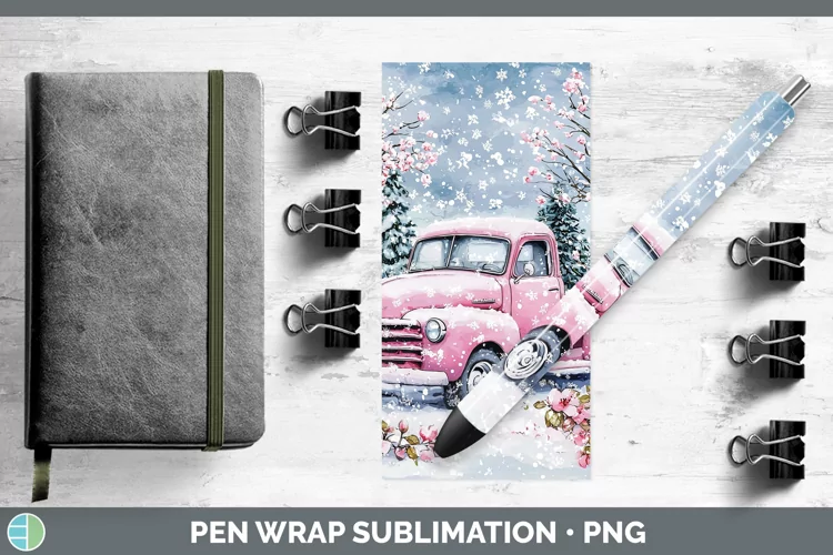 Watercolor Vintage Truck Pen Wrap Sublimation Pen Designs