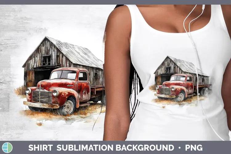 Watercolor Vintage Truck Shirt Sublimation Sublimation Backg