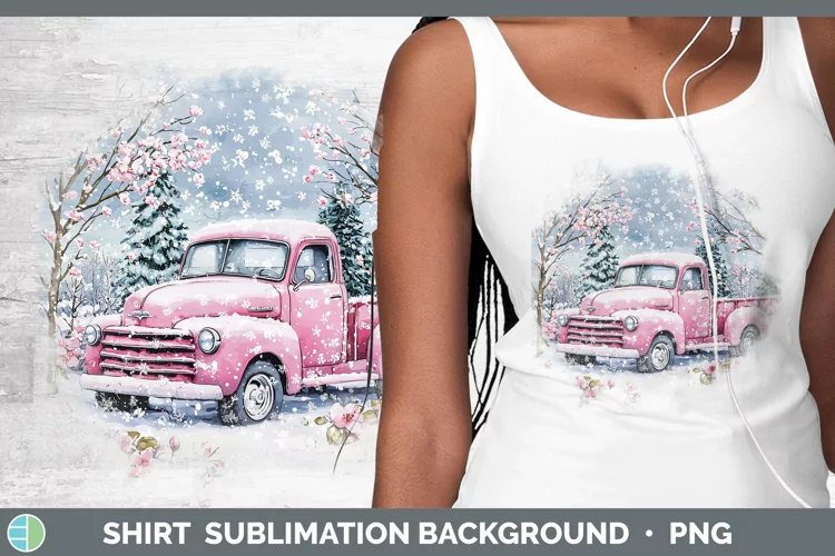 Watercolor Vintage Truck Shirt Sublimation Sublimation Backg