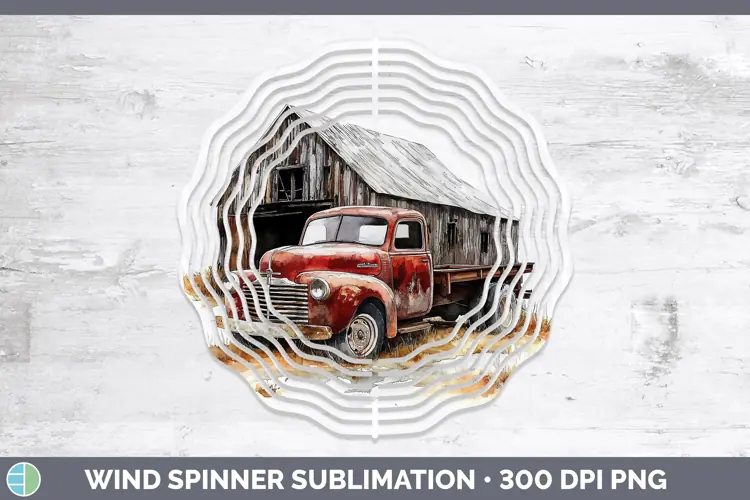 Watercolor Vintage Truck Wind Spinner Sublimation Spinner De