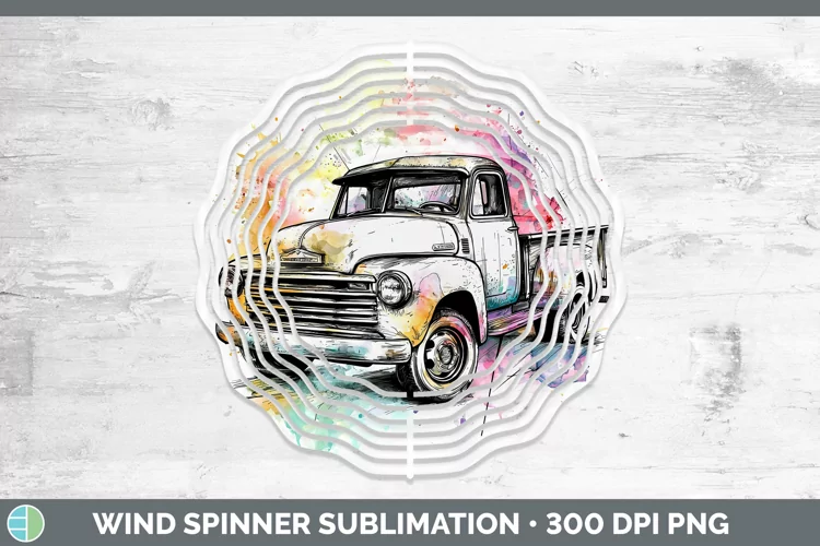 Watercolor Vintage Truck Wind Spinner Sublimation Spinner De