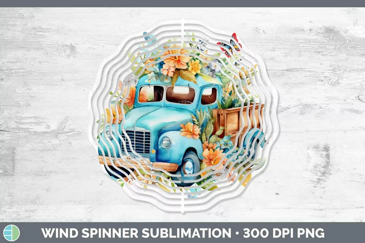Watercolor Vintage Truck Wind Spinner Sublimation Spinner De