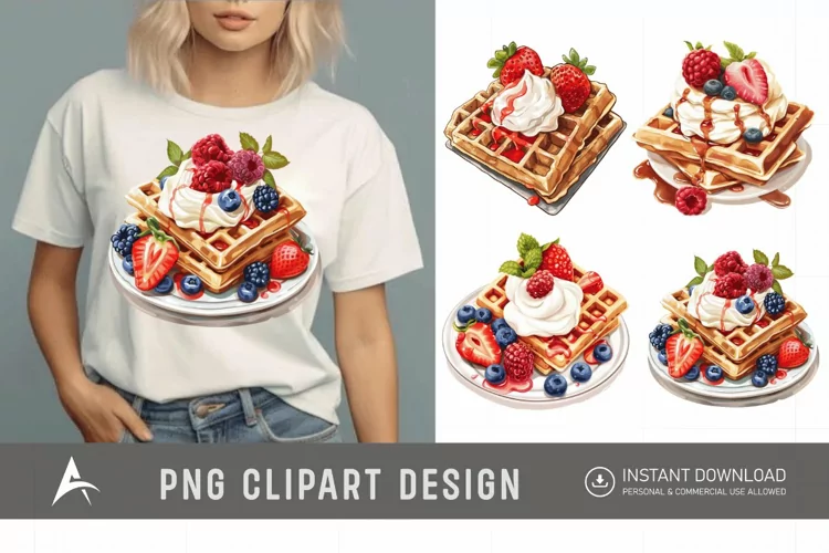 Watercolor Waffle Clipart