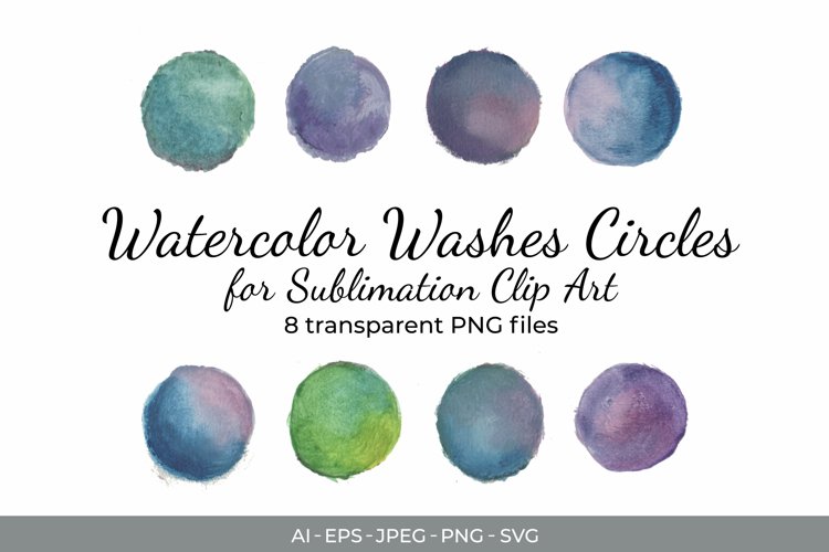 Circle Watercolor Washes Sublimation Clip Art example image 1