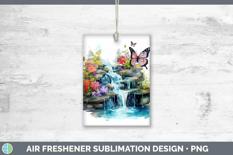 Watercolor Waterfall Air Freshener | Sublimation Car Freshen