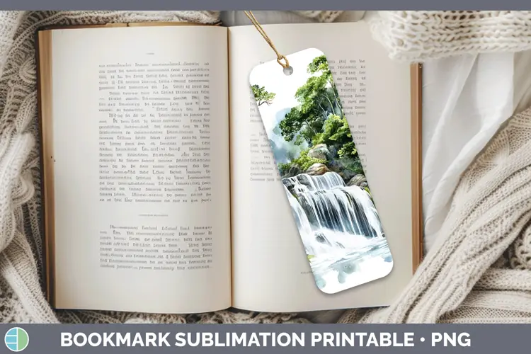 Watercolor Waterfall Bookmark Sublimation Printable Designs
