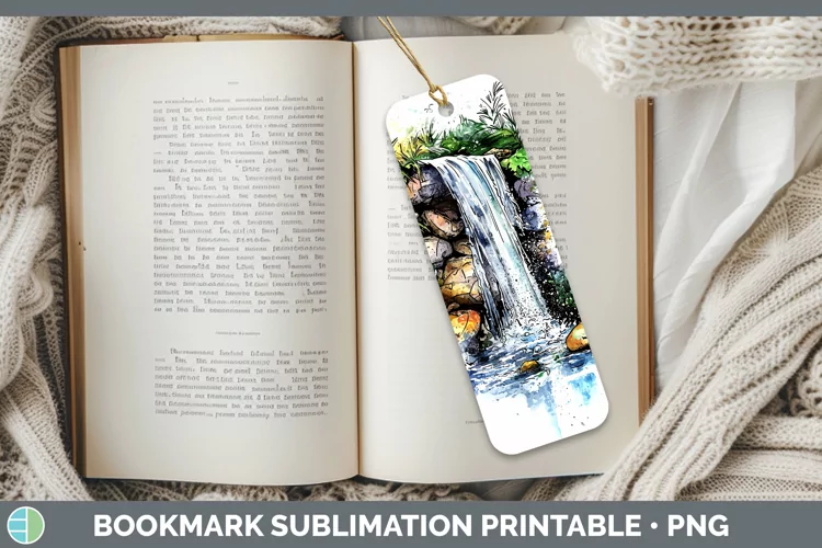 Watercolor Waterfall Bookmark Sublimation Printable Designs