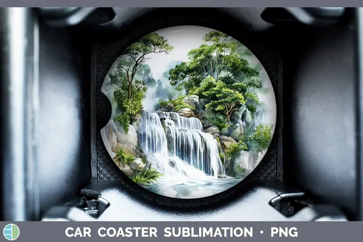 Watercolor Waterfall Car Coaster Sublimation Designs