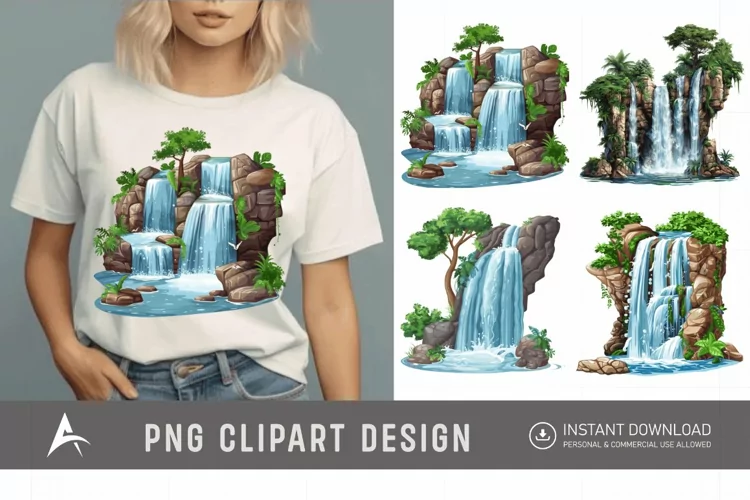 Watercolor Waterfall Clipart