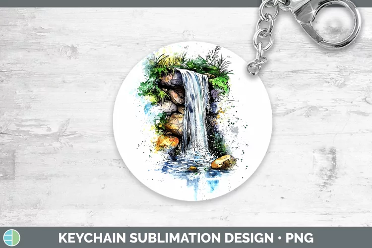 Watercolor Waterfall Keychain Sublimation Keyring Designs