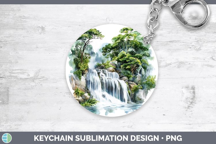 Watercolor Waterfall Keychain Sublimation Keyring Designs