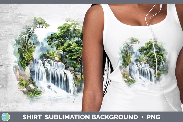 Watercolor Waterfall Shirt Sublimation Sublimation Backgroun