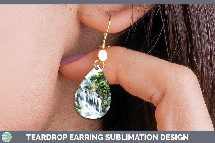 Watercolor Waterfall Teardrop Earrings Sublimation Earrings