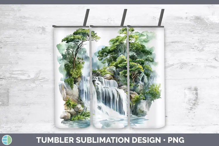 Watercolor Waterfall Tumbler Sublimation 20 oz Skinny Tumble