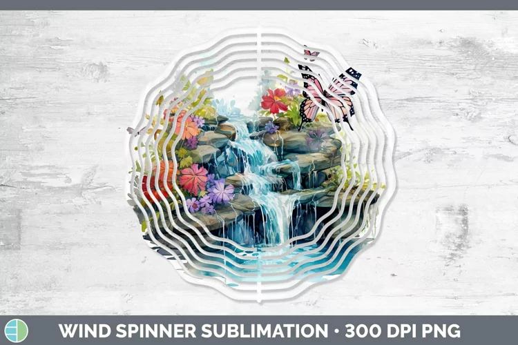 Watercolor Waterfall Wind Spinner Sublimation Spinner Design