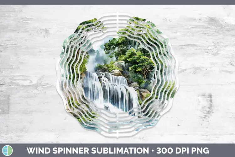 Watercolor Waterfall Wind Spinner Sublimation Spinner Design