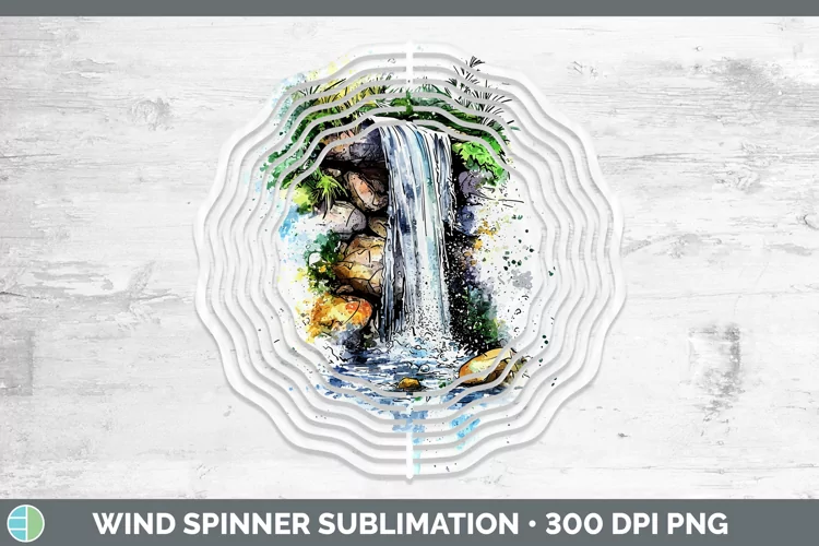Watercolor Waterfall Wind Spinner Sublimation Spinner Design