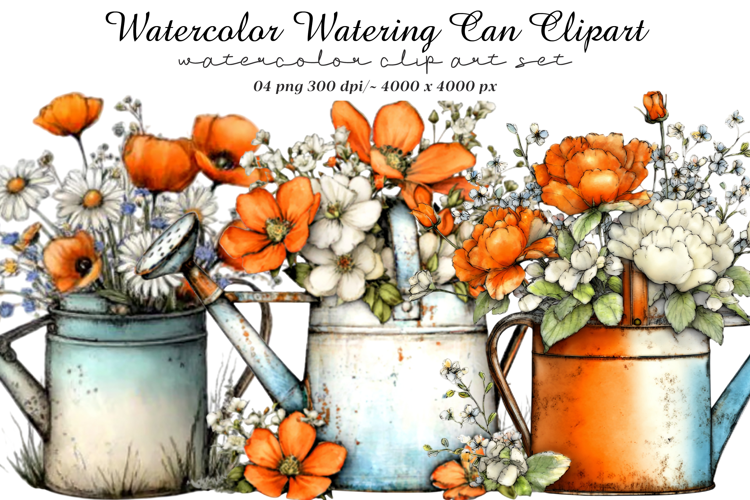 Watercolor Watering Can Clipart