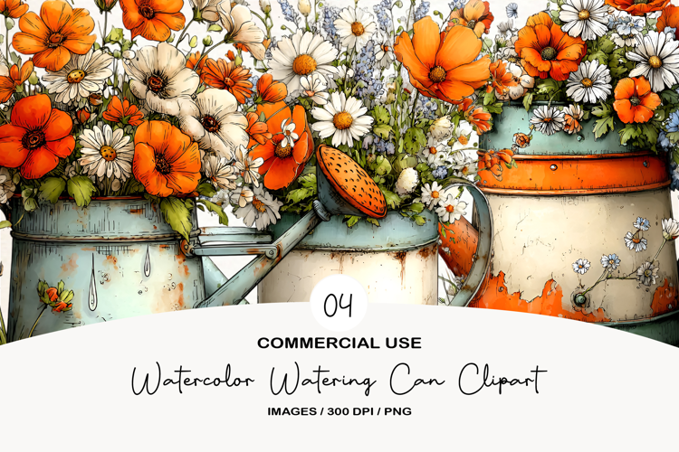 Watercolor Watering Can Clipart