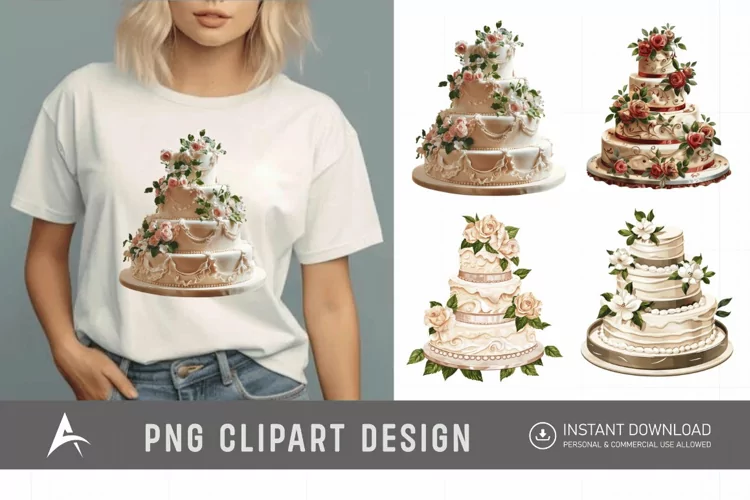 Watercolor Wedding Cake Clipart