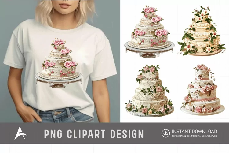 Watercolor Wedding Cake Clipart
