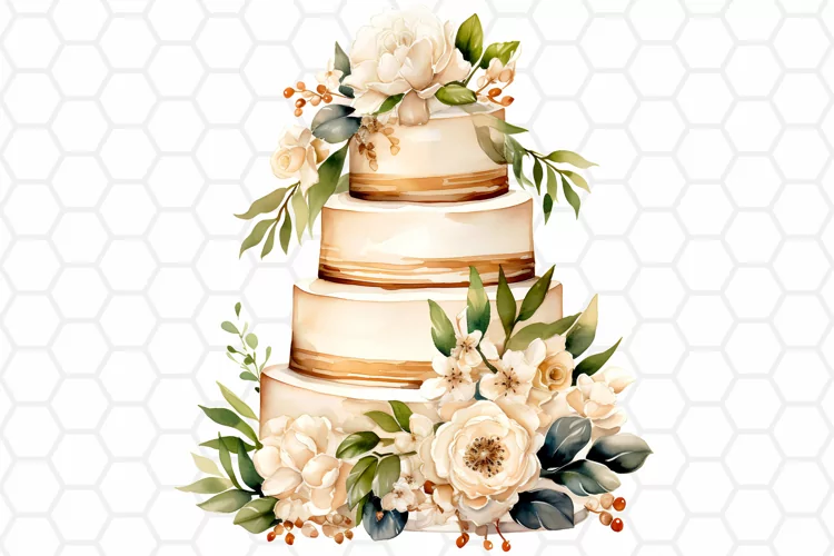 Watercolor Wedding Cake Clipart, Sublimation PNG
