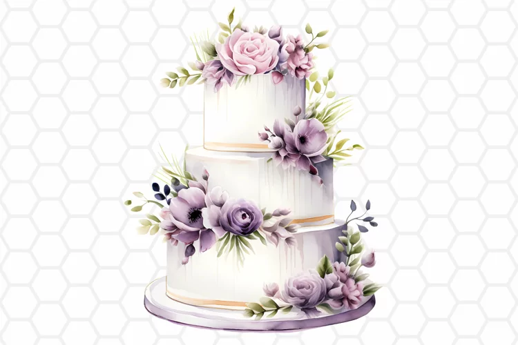 Watercolor Wedding Cake Clipart, Sublimation PNG