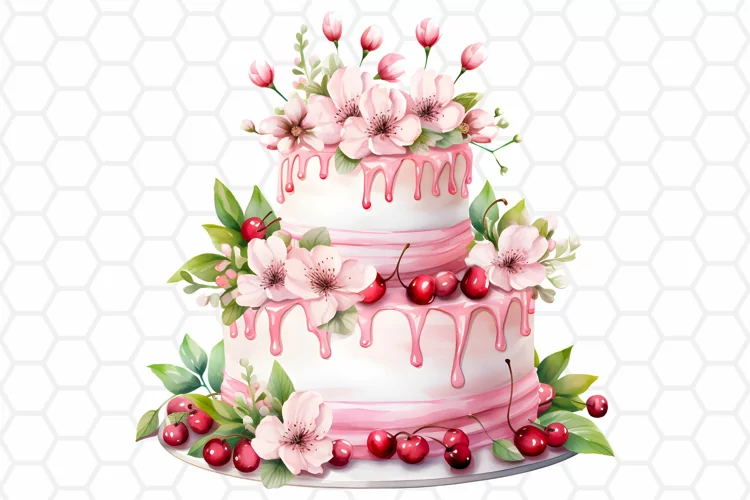 Watercolor Wedding Cake Clipart, Sublimation PNG