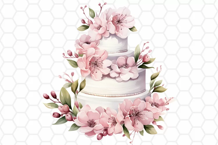 Watercolor Wedding Cake Clipart | Wedding PNG Design