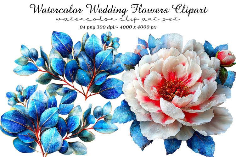 Watercolor Wedding Flowers Clipart
