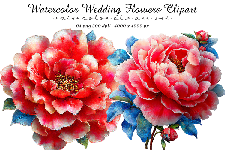 Watercolor Wedding Flowers Clipart
