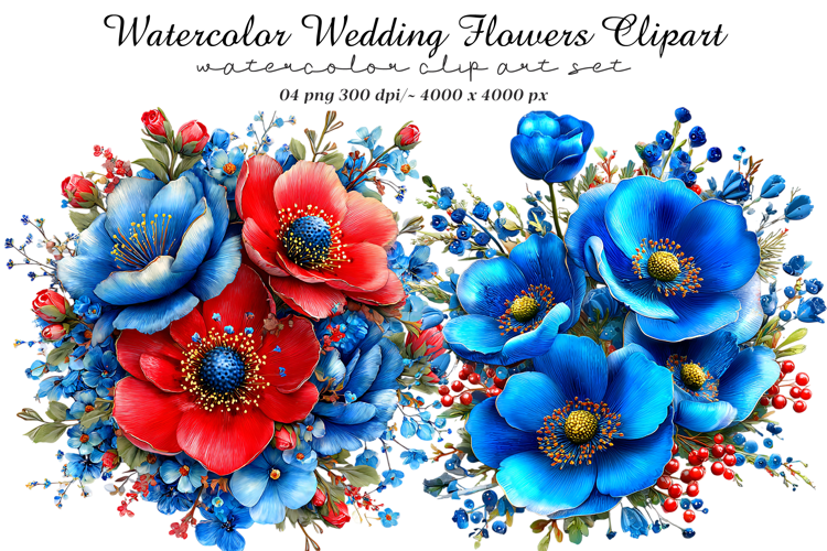Watercolor Wedding Flowers Clipart