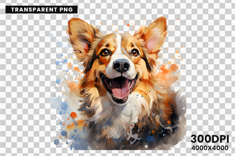 Watercolor Welsh Corgi Dog Clipart Sublimation Design PNG