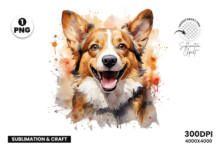 Watercolor Welsh Corgi Dog Clipart Sublimation Design PNG